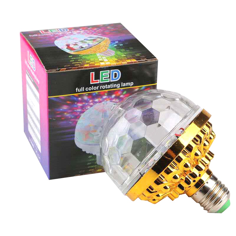 ღ Led 7 Warna Lampu Rotating Magic Ball Bulb Flash Ruang Dalam Ruangan Warna Light Ball Tahap Efek Pencahayaan Pesta Disko ktv Tahap Lampu Efek Proyektor