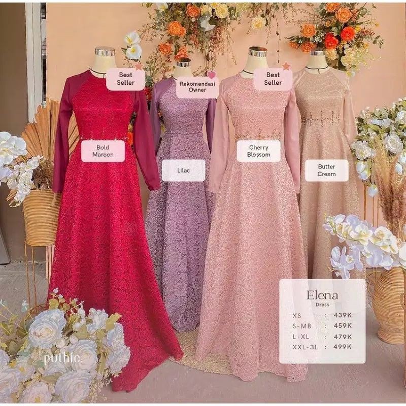 ELENA DRESS // GAUN PESTA - GAUN SIMPLE - GAUN MEWAH - GAUN MURAH BERKWALITAS - DRESS - LONG DRESS - GAMIS - BAJU