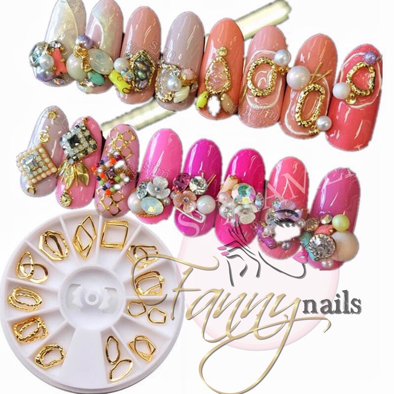 Nail wheel gold metal japan nails / abstract round japan gems nail acc aksesoris kuku gaya jepang