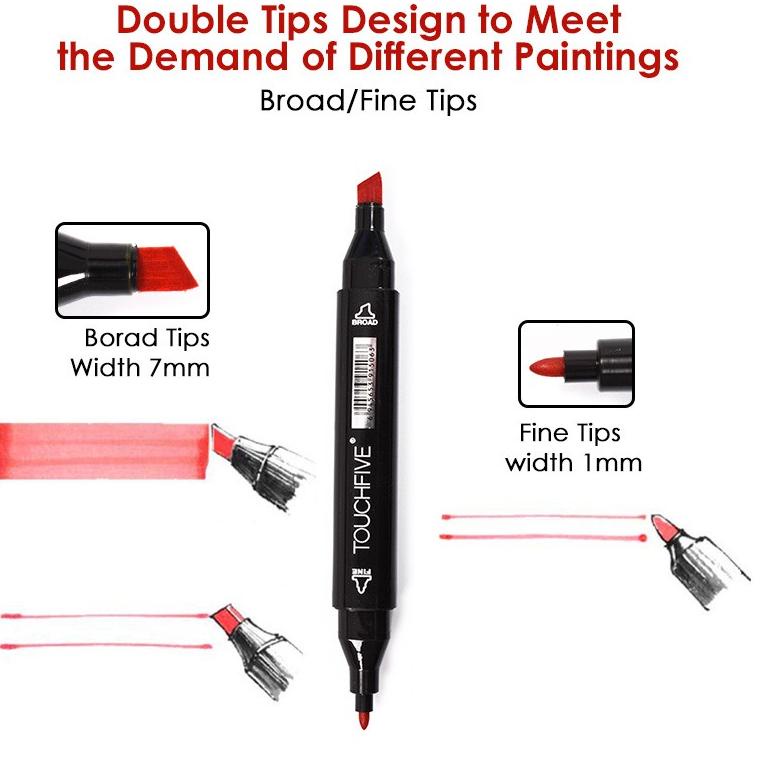 

[KODE CZG] Touch Spidol Dual Side Fine Art Marker 12 / 24 / 30 / 36 / 40 / 48 / 60 / 80 / 168 / double headed marker set Multi Color