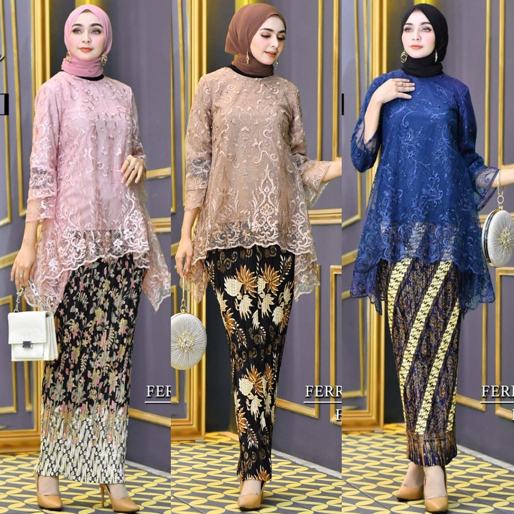 KEBAYA SETELAN RINJANI TULLE / RINJANI TILLE WARNA ROSEGOLD DAN WARNA LAINNYA