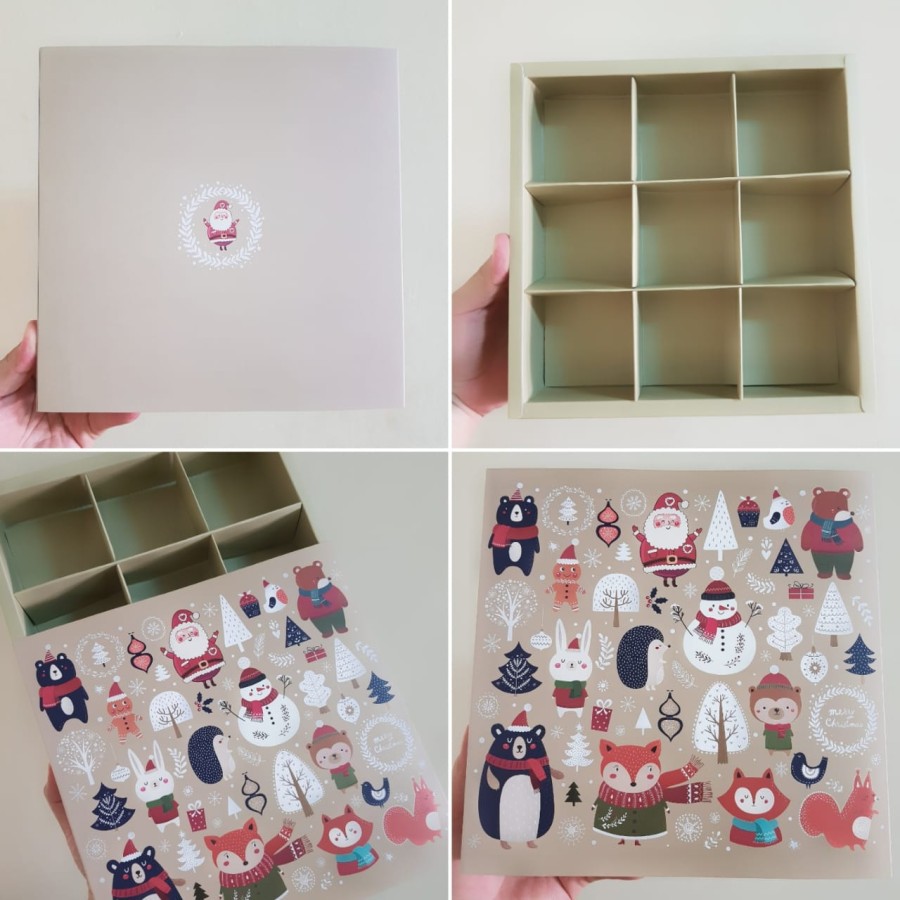 (5 pcs) Kotak Dus Kue Natal Sekat Dus Box Pie Egg Tart Cookies Dus Sekat Natal Christmas Dus Sekat 9