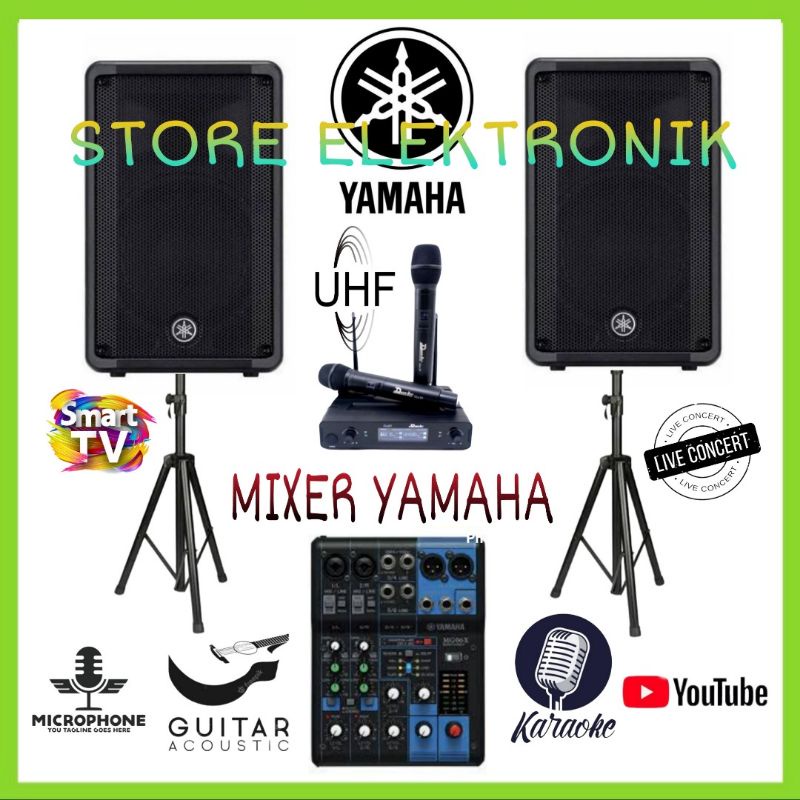 Paket Speaker Yamaha DBR 12 Aktif Mixer Mg 06 Xu  Mic Full Set Yamaha