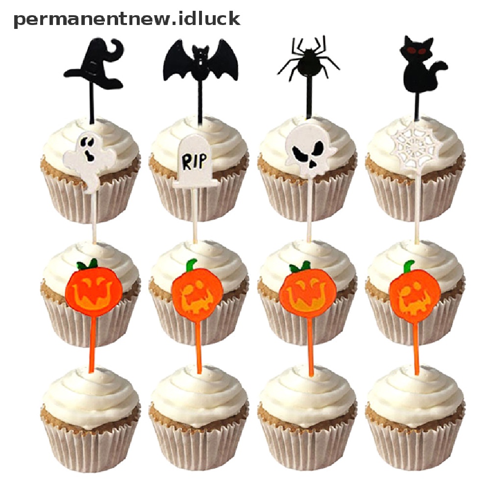 10pcs / Pak Tusuk Gigi Buah Kue Dessert Tema Halloween Untuk Anak