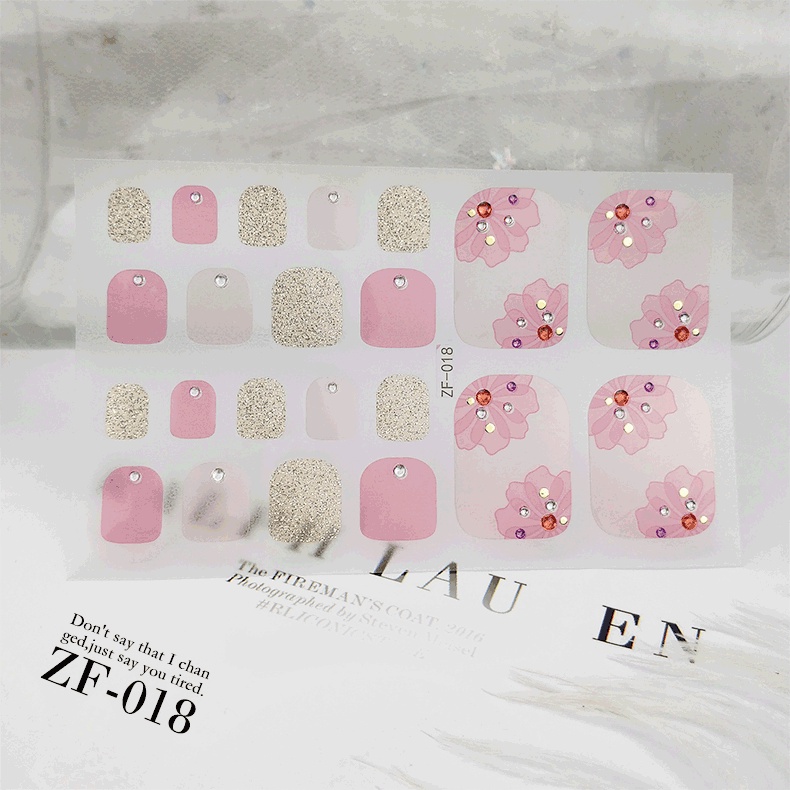 ZF 22Pcs/Set Toe Stiker Kuku Desain Bermotif High End Berlian Mutiara Permata Warna-Warni Untuk Tempel Tahan Air Tahan Lama Menicure Stickers Korea Self Adhesive Fashion Sticker kuku Full Aksesoris Dapat Kupas Mudah Digunakan Dan Dilepas Anti Air Nail Art