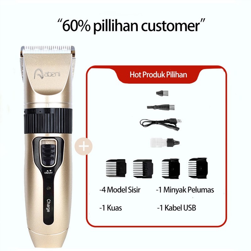 Abeni Alat Cukur Rambut Elektrik Clipper Profesional Hair Clipper Gunting