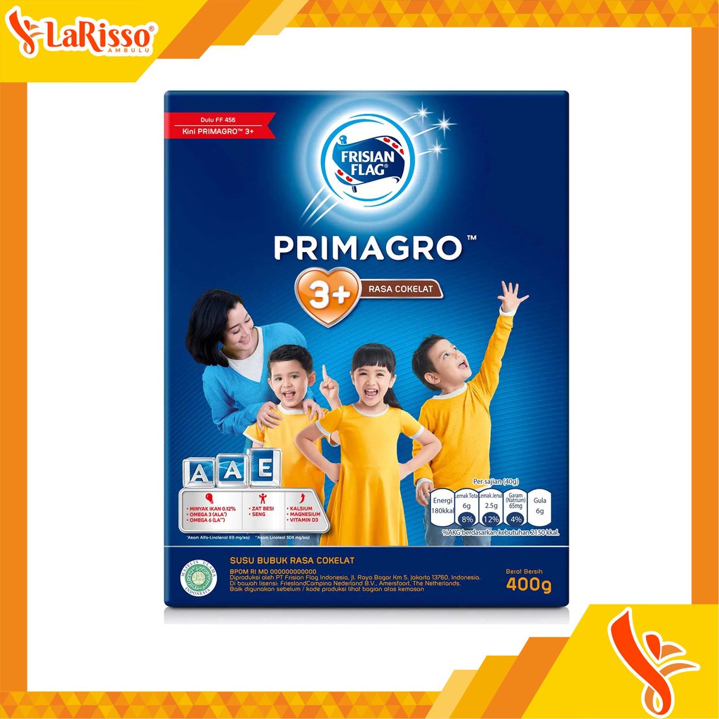

SUSU FORMULA FRISIAN FLAG PRIMAGRO 3+ 400GR RASA COKELAT