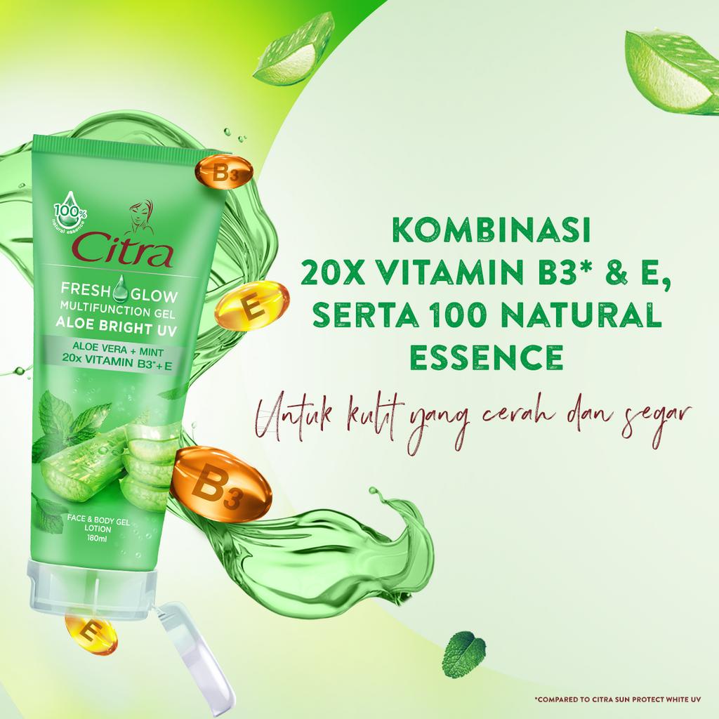 CITRA MULTIFUNCTION GEL ALOE VERA [ 180 ML ] FRESH GLOW ALOE BRIGHT UV MINT FACE &amp; BODY LOTION ALOEVERA MULTIFUNGSI MUKA WAJAH BADAN