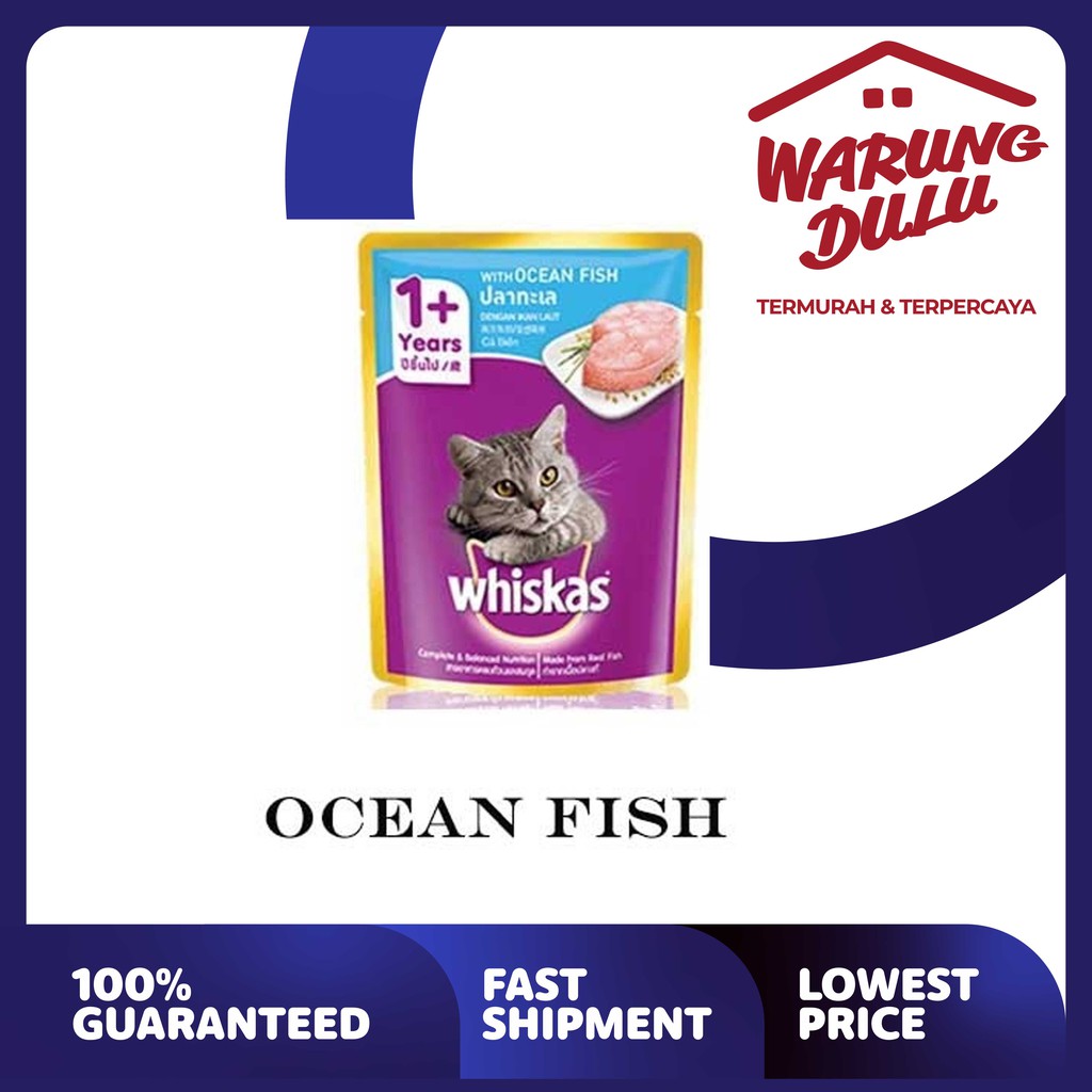 MAKANAN KUCING WHISKAS POUCH OCEAN FISH