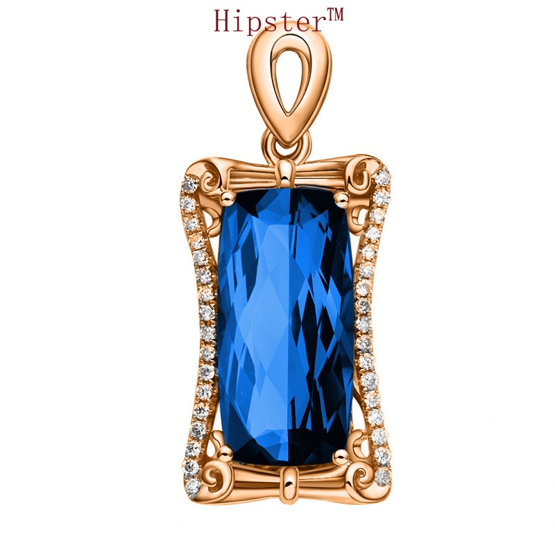 New Best-Selling Classic Fashion Domineering Natural Square Sapphire Pendant Necklace