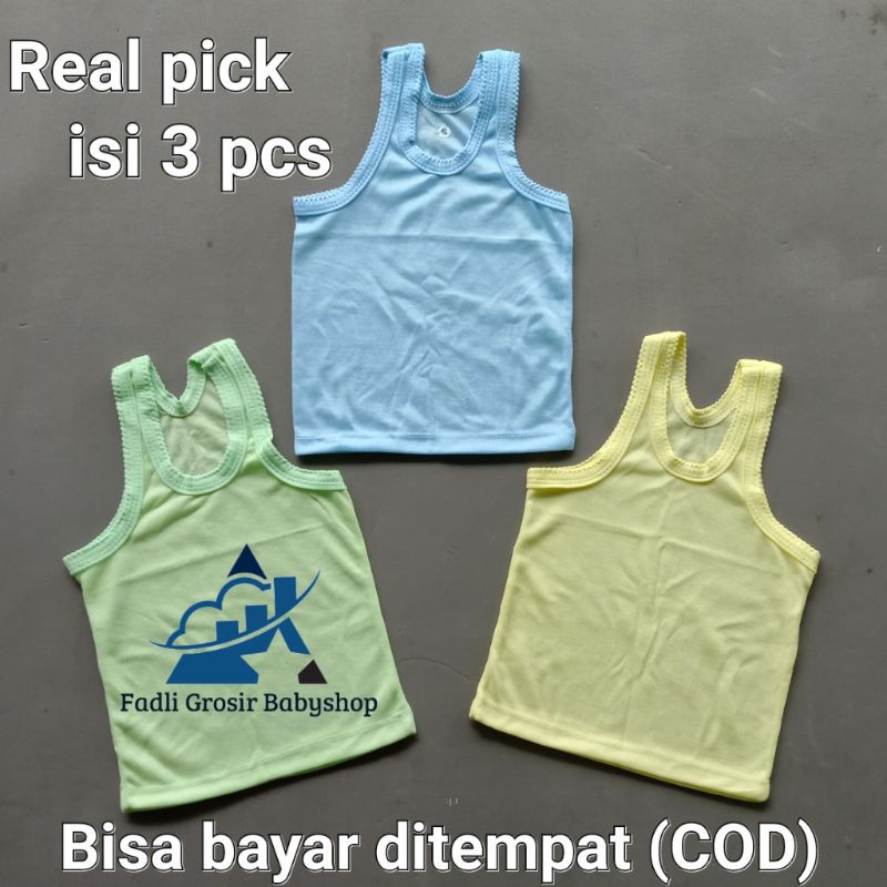 Singlet Bayi Ukuran S Isi 3 pcs ( 3 Warna ) Terbaru