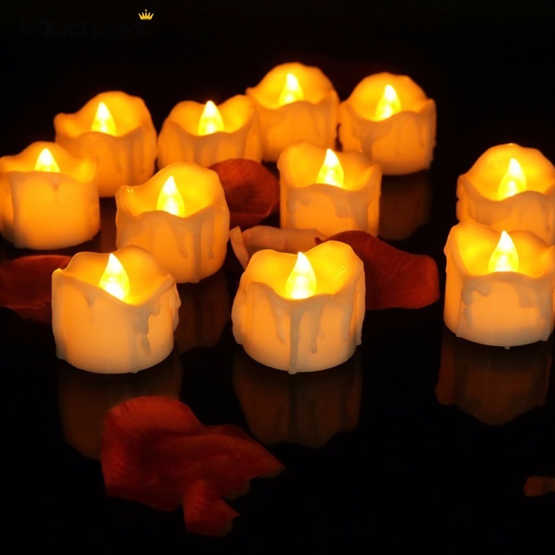 1pc Lampu Led Bentuk Lilin Tanpa Api Dengan Baterai Untuk Dekorasi Natal