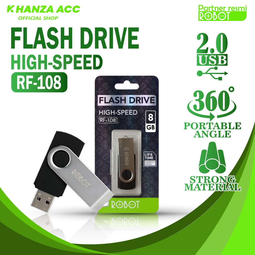 KHANZAACC Flashdisk ROBOT 8GB RF108 Rotatable U-disks USB 2.0