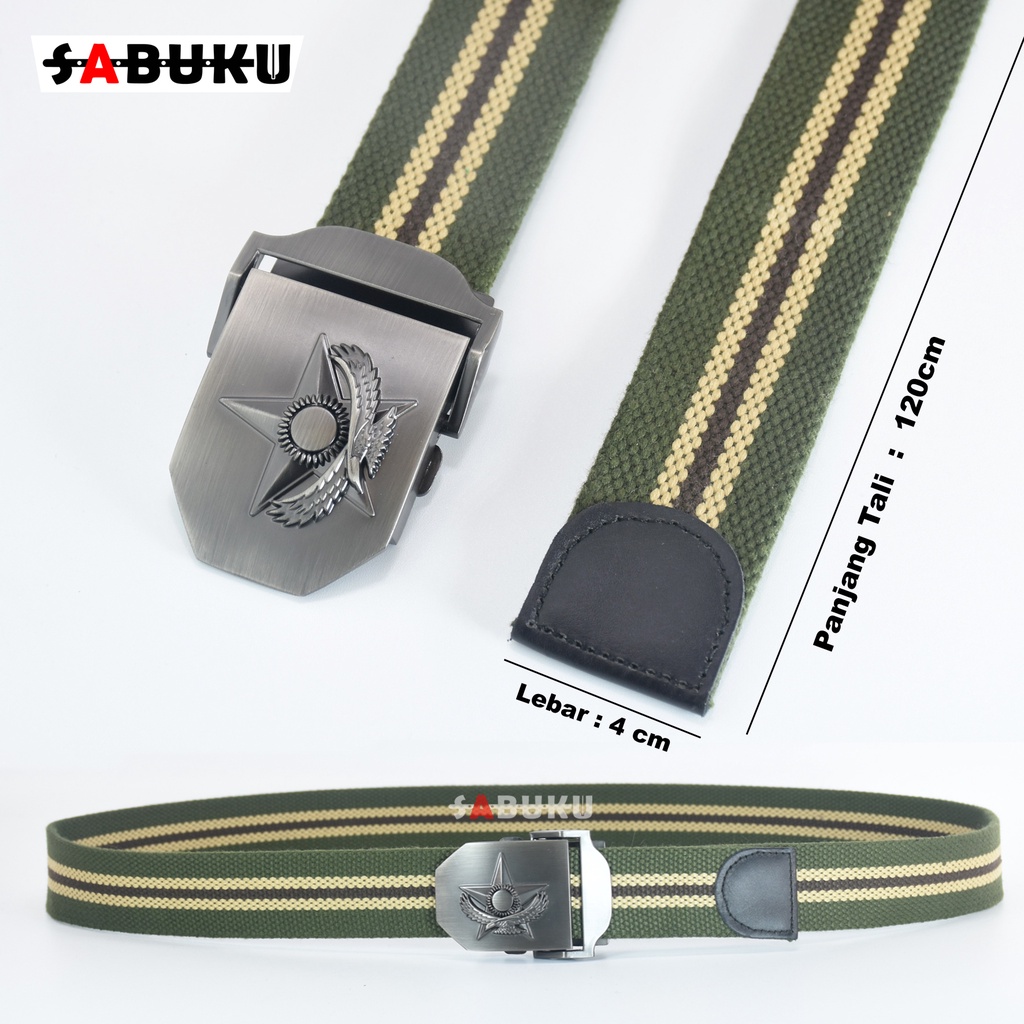 [S&amp;K] Ikat Pinggang Gesper Kanvas Sabuk Pria Kepala Besi Tactical Model Jepit Fashion Men Belt-SK156