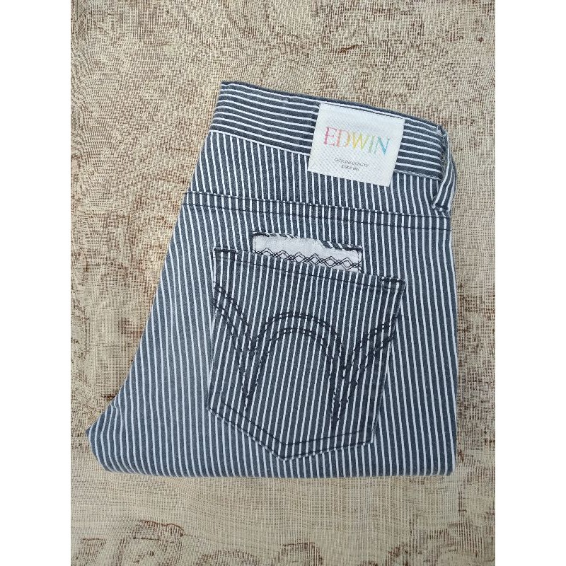 celana edwin stripe wabash hickory second original