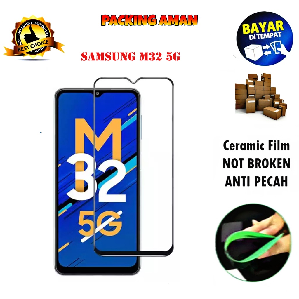 Tempered Glass Samsung Galaxy M32 5G FULL COVER FULL SCREEN Ceramic Film Anti Gores