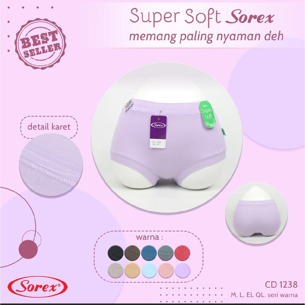 (6PCS) Celana Dalam Bahan Super Soft SOREX 1238 ukuran M / L / XL / XXL