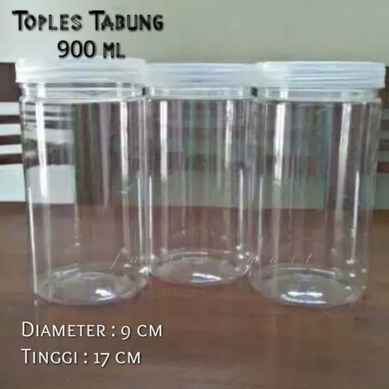 Toples Plastik Bening 900ml/tutup putih/susu/permen/jelly/cheese stick
