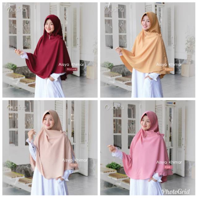 KHIMAR/JILBAB/BERGO WOLLYCREP PET BUSA ANTEM MODEL BELAH TENGAH AISYAH SERIES ORIGINAL BY AUDINA