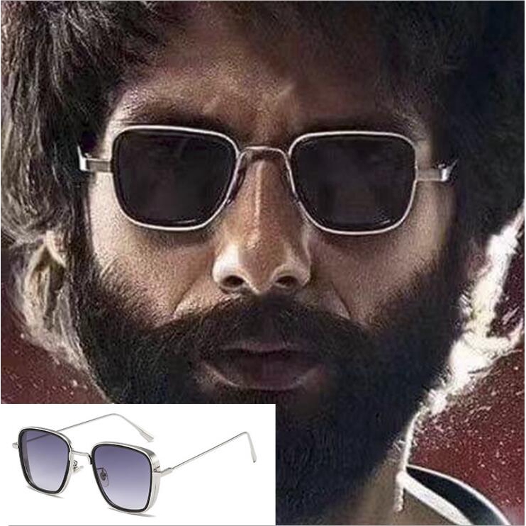 Kacamata Hitam Kabir Singh Film India Bingkai Persegi Emas UV400 Untuk Pria