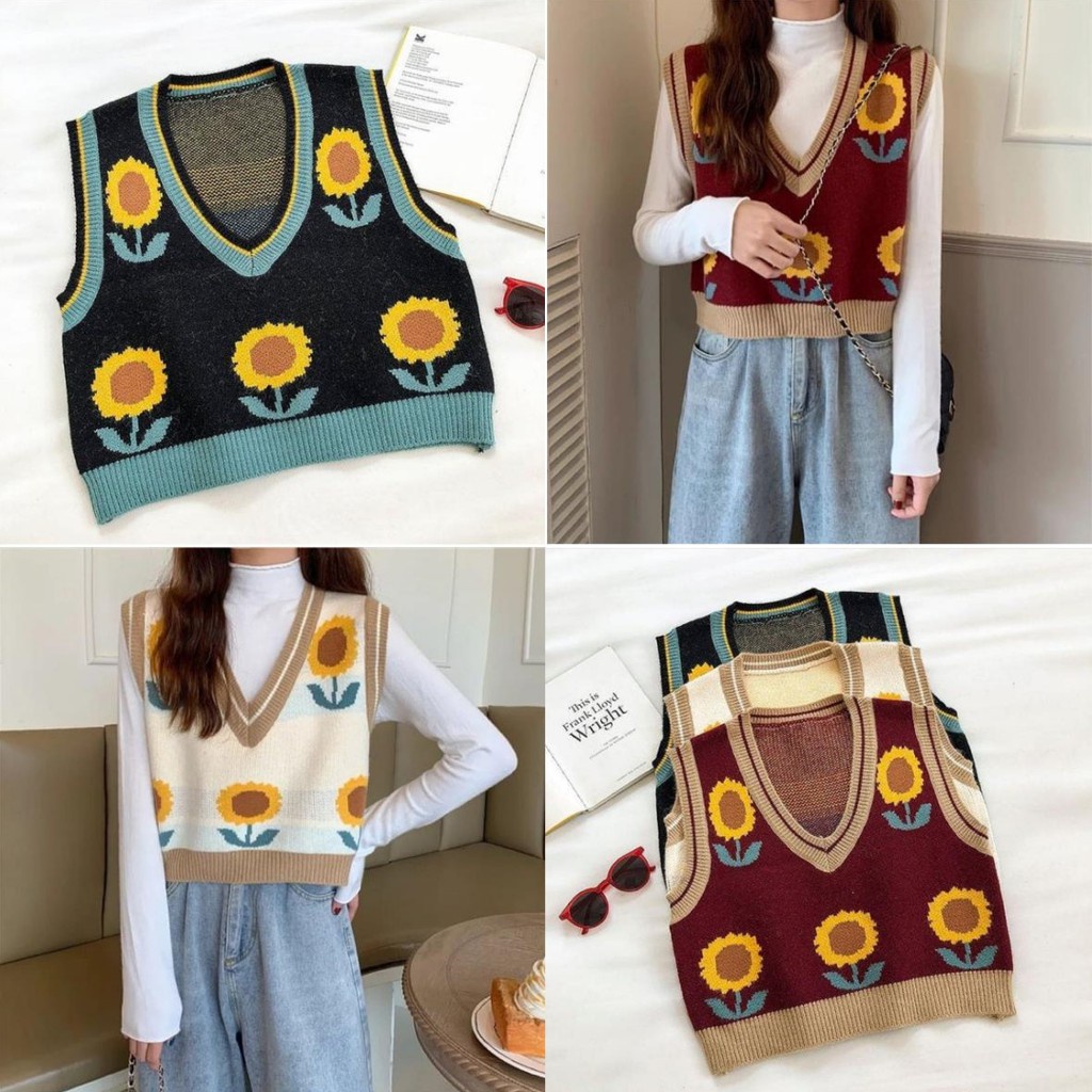 Vest Pria Vest V-Neck Vest Crop Vest Rajut Vest Wanita Vest Rajut Wanita W2L1 Vest Motif Vest Rajut 