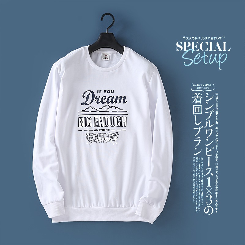 IBS-90 (XL) white typography sweater unisex tebal import japan