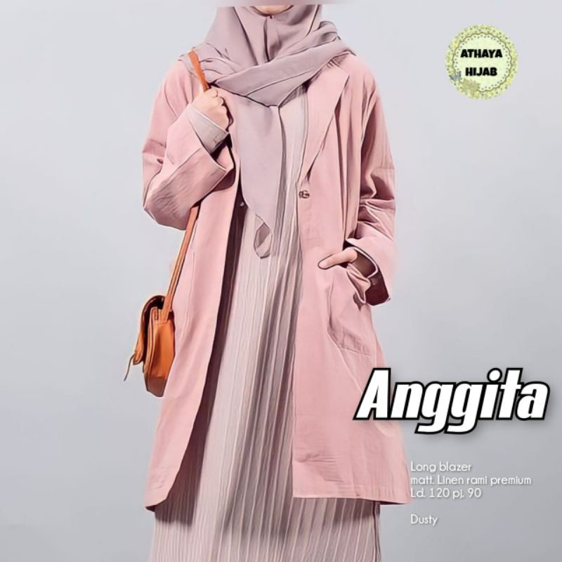 Jas Wanita Anggita Blezer Model Terbaru 2022 Warna Mint Kekinian Blazer Panjang Jumbo Wanita Muslima