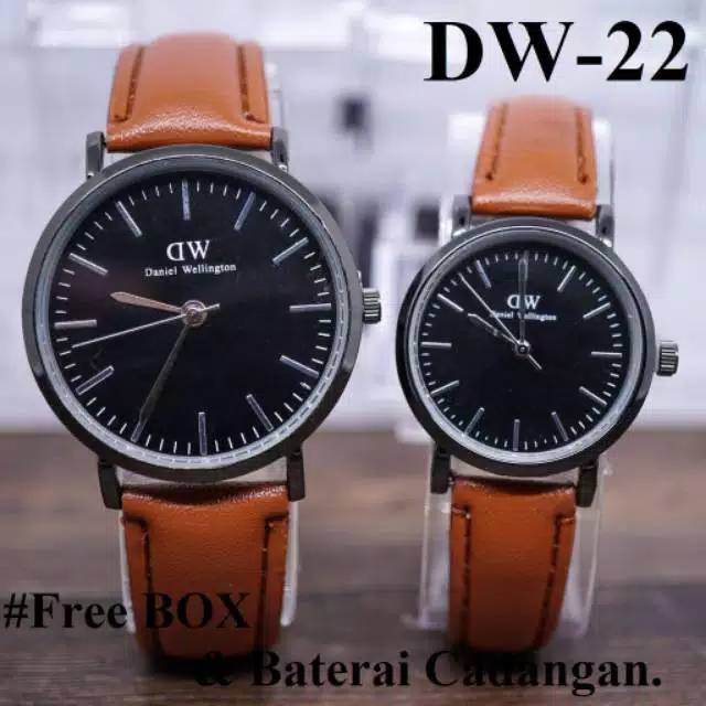 Terima Cod)Jam Tangan Couple DM Ring Hitam Strap Kulit(Dikirim Dari Jakarta)