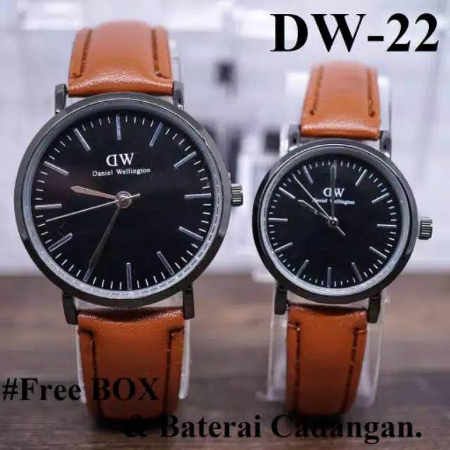 Terima Cod)Jam Tangan Couple DM Ring Hitam Strap Kulit(Dikirim Dari Jakarta)