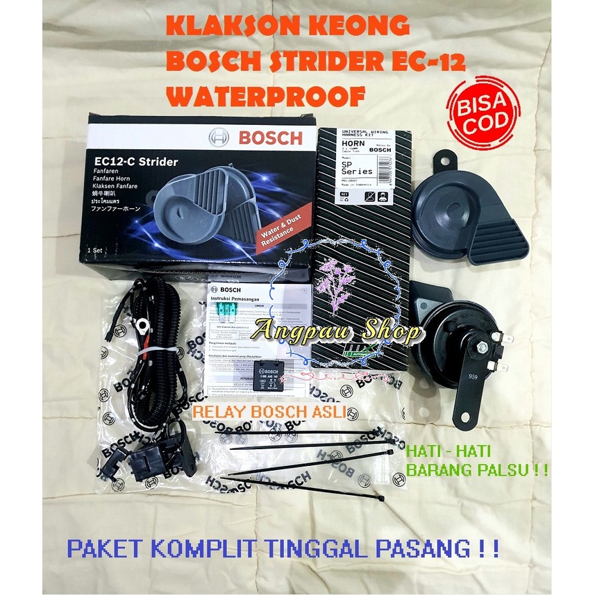 PAKET KOMPLIT BOSCH STRIDER EC12 ORIGINAL KLAKSON KEONG WATERPROOF 12V LENGKAP + KABEL RELAY SET MX RELAY BOSCH Termurah