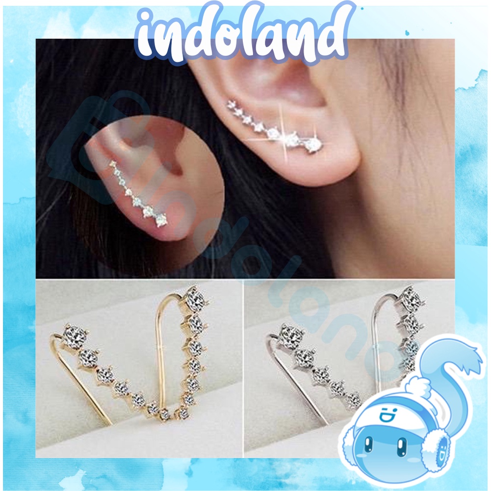 ☀ INDOLAND ☀ Anting Garis  Comet Berlian Fashion Wanita Korea Aksesoris Murah A060