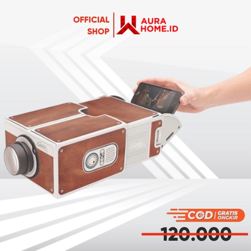 Proyektor Smartphone Portabel Cardboard 2.0 / Proyektor Mini Portable Konek Conect Sambung Nyambung 