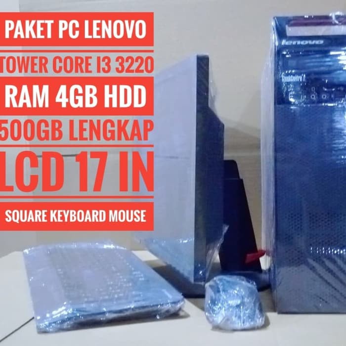 Paket Pc lenovo Tower core i3 3220 lengkap lcd keyboard mouse