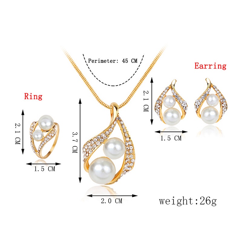 Set Perhiasan Kalung Anting Kristal Mutiara Untuk Pesta Pernikahan