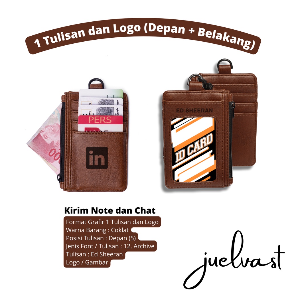 Name Tag Holder Custom Grafir / ID Card Holder / Custom Grafir Tulisan Logo Depan Belakang