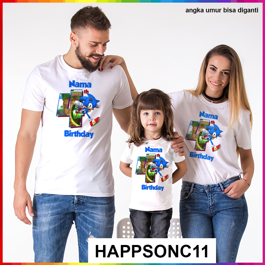 Baju Kaos ANAK DAN DEWASA SONIC COUPLE (FREE NAMA)