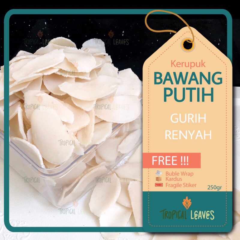 KERUPUK BAWANG PUTIH Super 250gr / Krupuk Bawang Renyah Enak / Kerupuk Mentah