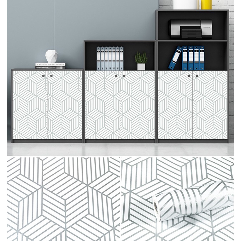 [1Roll 17.7 X78.7inch Geometric Line Pattern Wallpaper] [Peel and Stick Stylish and Simple Wallpaper] [Waterproof Removable and Self-Adhesive Herringbone Wallpaper for Bedroom Bathroom Kitchen and Furniture]