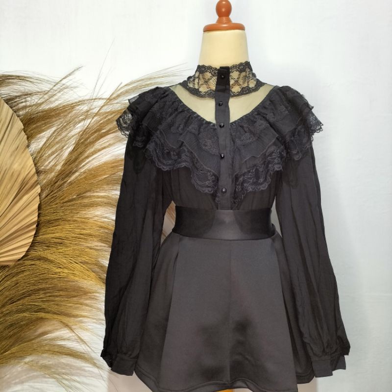 Blouse Kemeja Atasan Wanita Hitam Bahan Sifon Linen yang Nyaman dan Elegan