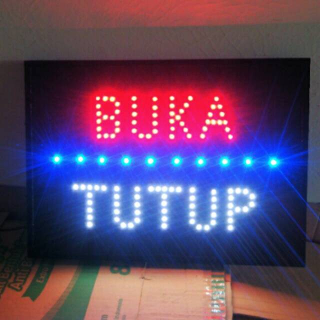 Tulisan lampu led papan  / led sign buka tutup saklar on off
