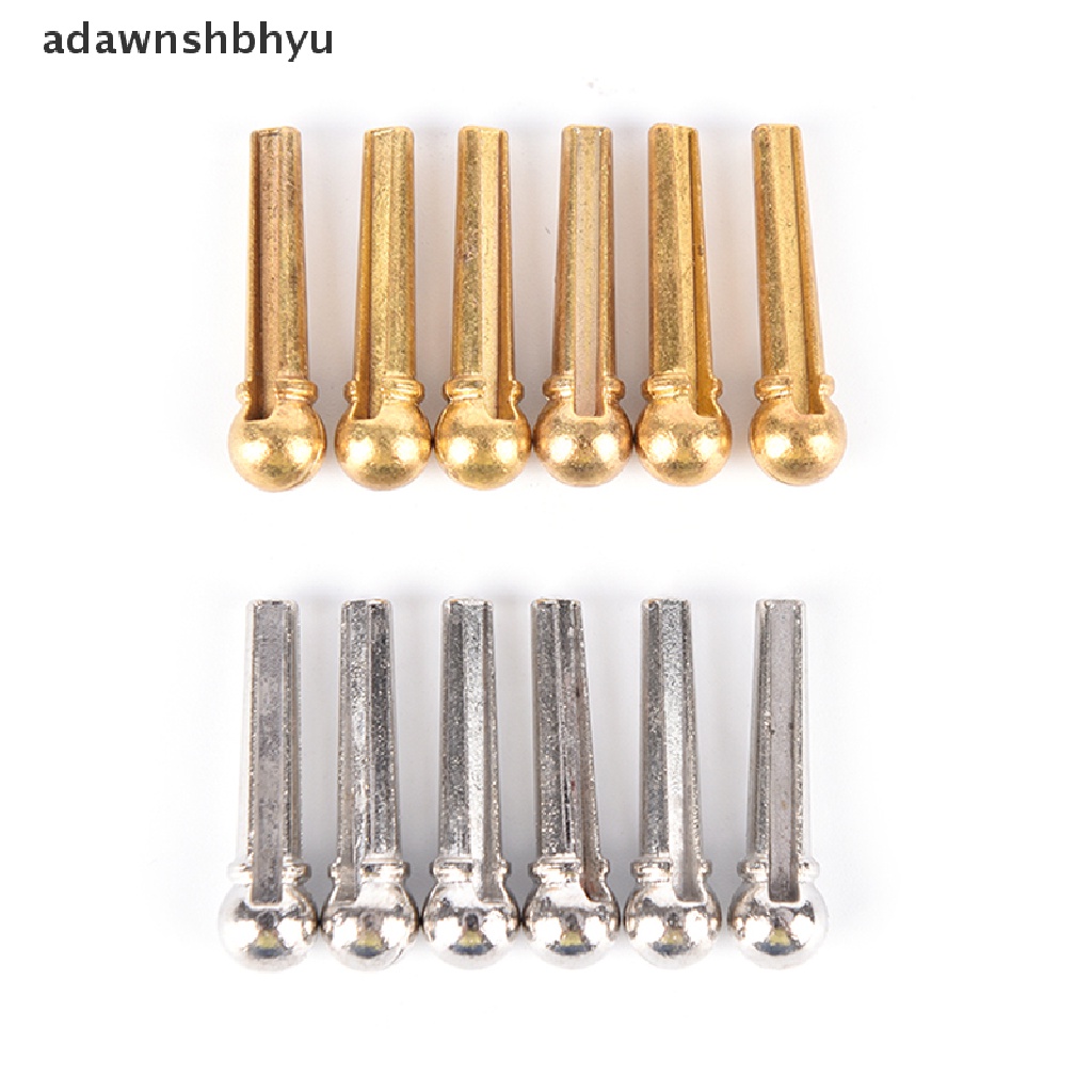 Adawnshbhyu 6pcs Metal Bridge Pin Folk Gitar Akustik String Pin Pasak Paku Warna silver/Emas