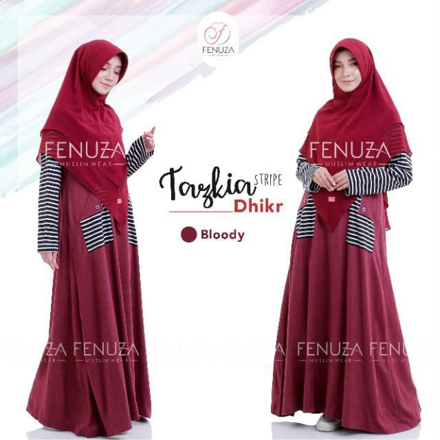 FENUZA gamis syari tazkia dress linen burberry bloody series