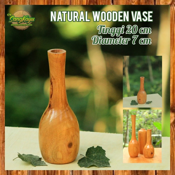 Vas bunga kayu wooden vase pot kayu unik 20 x 7 cm kayu solid alami