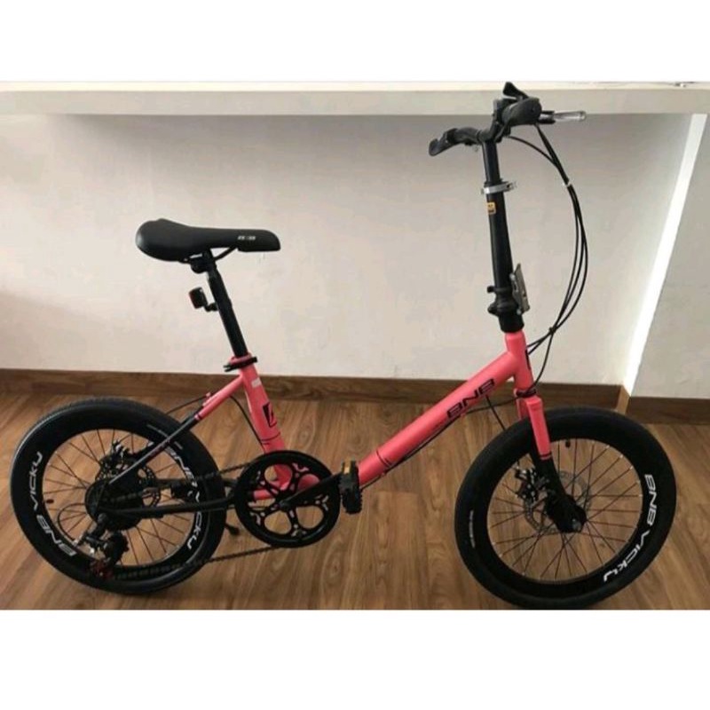 Sepeda Ukuran 20 Sakoni Supreme Minivelo Minion BnB Vicky 7 Speed Rem Cakram Sepeda Minivelo Minion-BNB - Pink