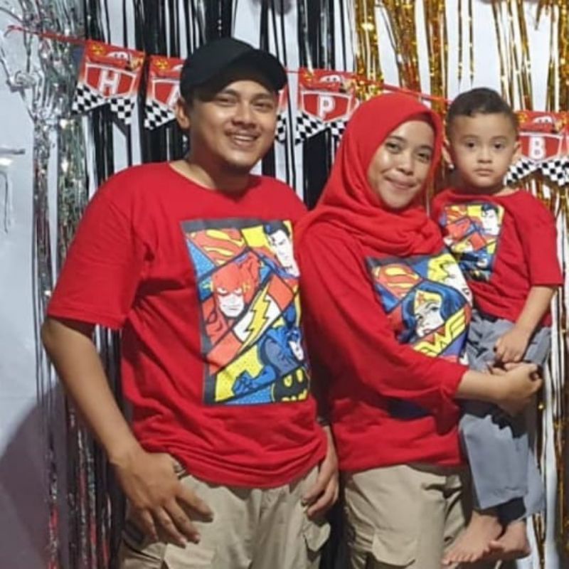 BAJU ULTAH ANAK COWOK kaos superman couple keluarga baju ultah couple tema superhero FREE DESIGN sam