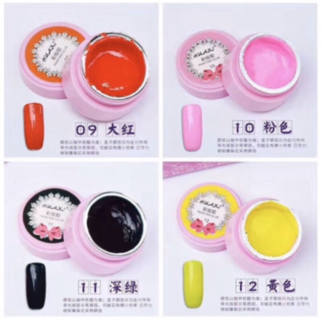 HUAXI painting gel 12 warna RECOMMENDED nailart gel untuk painting liner gel glue