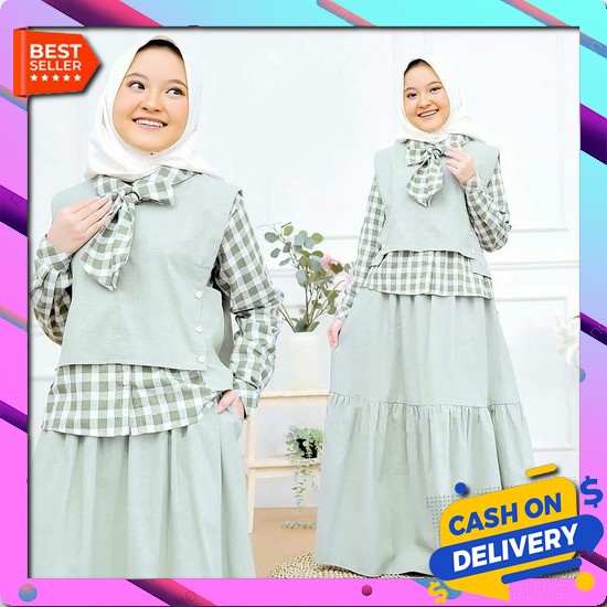 Gamis Anak Perempuan Motif Print Kembang Nia Rumaisha Orinaura Bahan Viscose 11 12 Tahun Murah Kekin