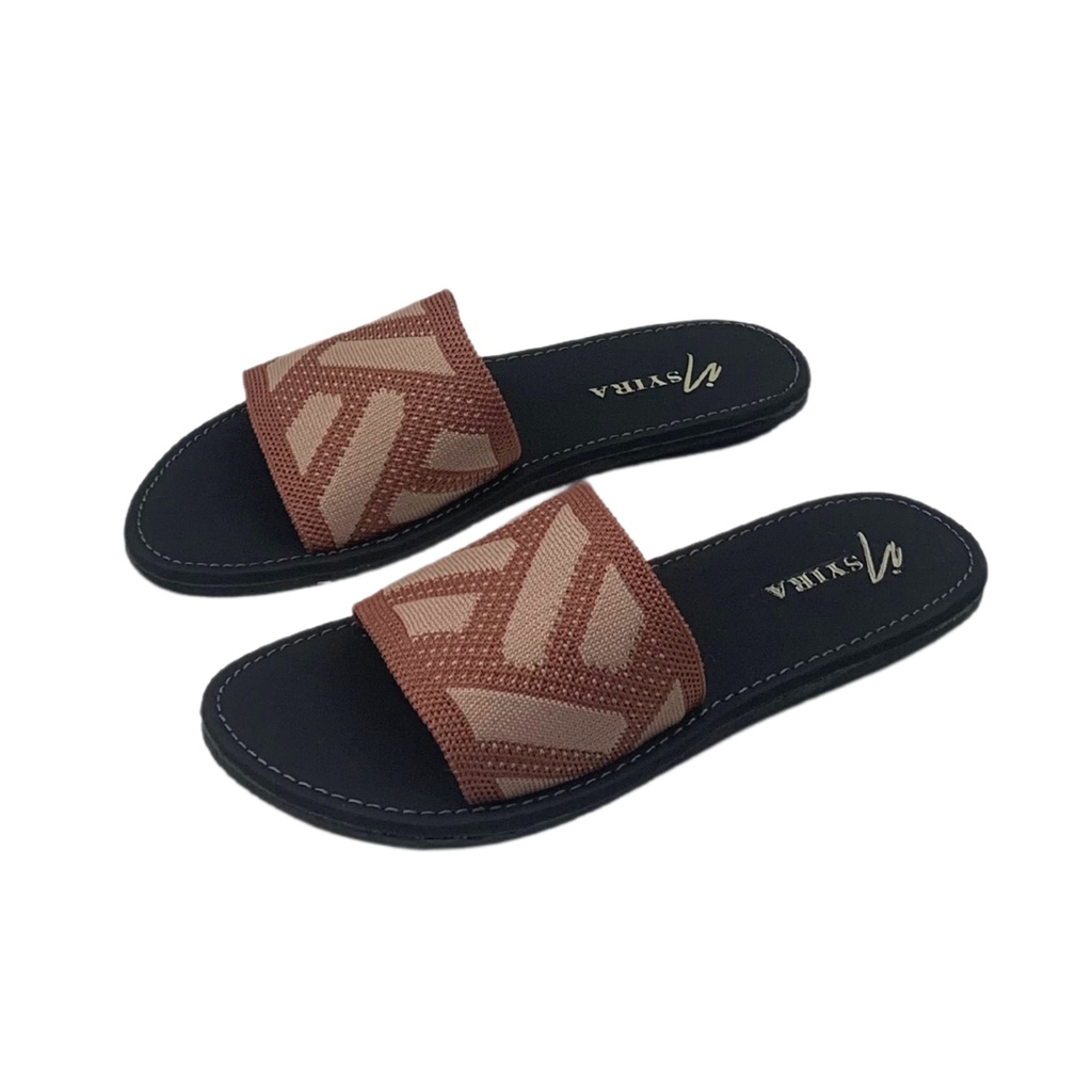 Insyira - Sandal Wanita Isyana / Sandal Selop Wanita Non Slip / Sandal Rajut Alas Hitam