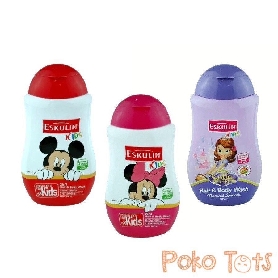 Eskulin Kids 2in1 Hair &amp; Body Wash Disney 280ml Shampo &amp; Sabun Cair Anak
