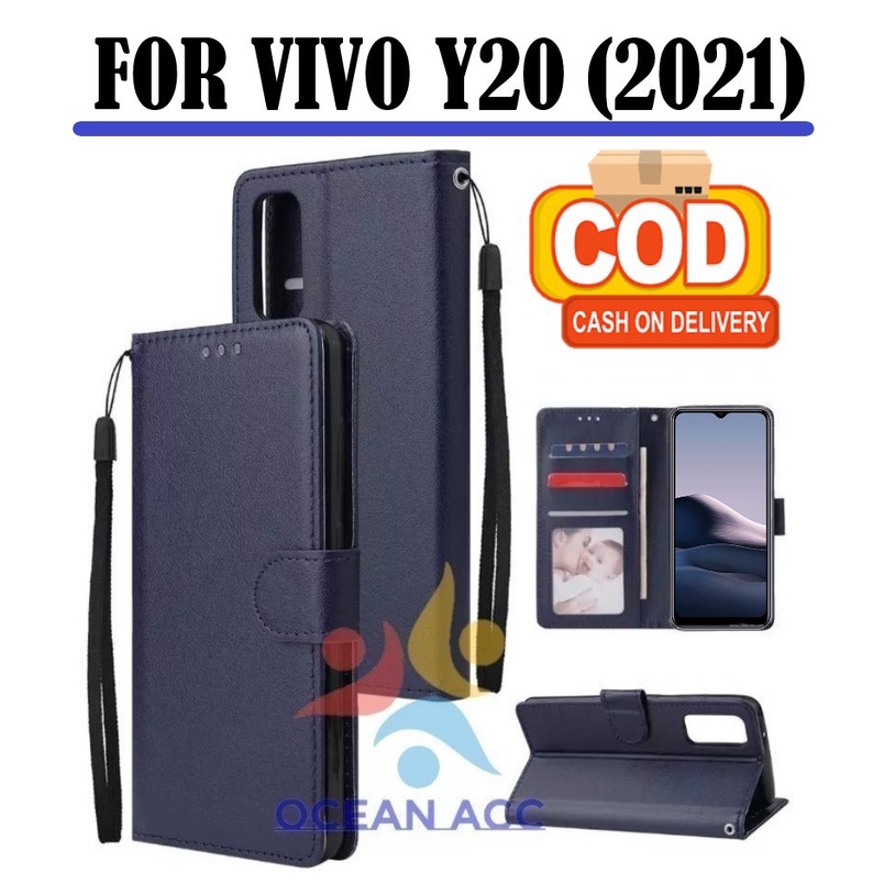 DOMPET HP UNTUK VIVO Y20 (2021) NEW LEATHER FLIP CASE VIVO Y20 (2021) NEW